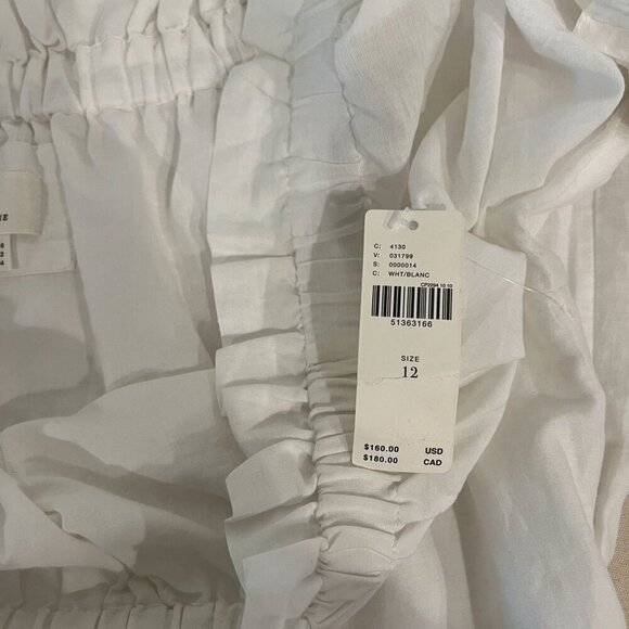 Anthropologie White Cotton Eyelet Lantern Sleeve Off-Shoulder Boho Dress Sz 12 - Picture 8 of 16